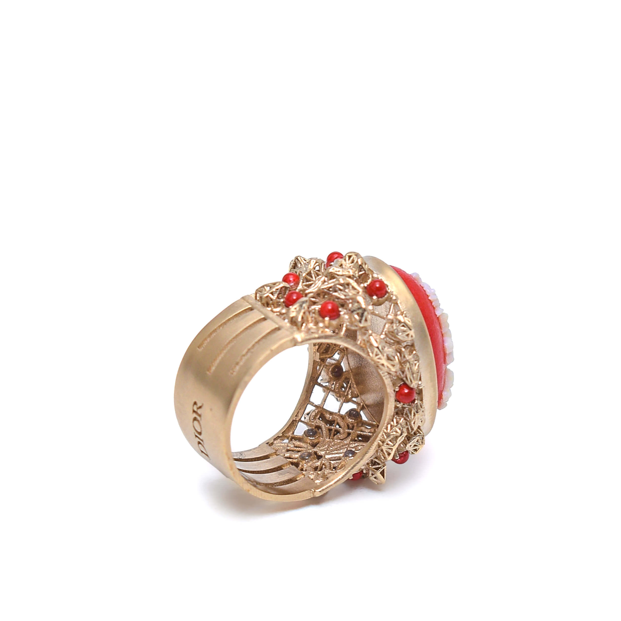  Christian Dior - Red Baraque Embossed in Gold Metal 